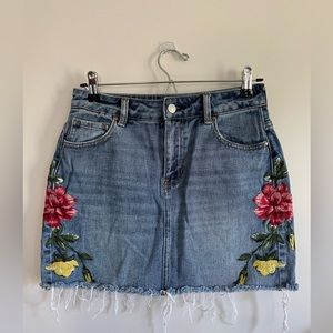 Pacsun embroidered jean skirt
